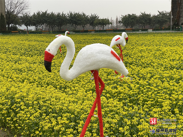 大型福虎花灯亮相福州花海公园